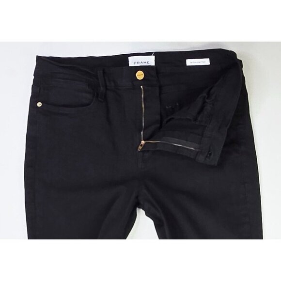 Frame Size 32X31 Womens Le Pixie High Flare Black Denim 5 Pocket Jeans - Picture 6 of 13